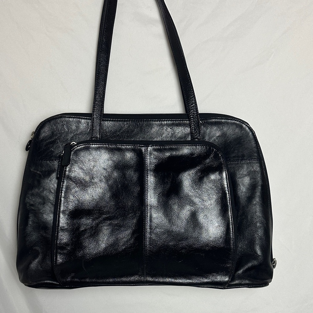 Wenger Black Leather Laptop Bag